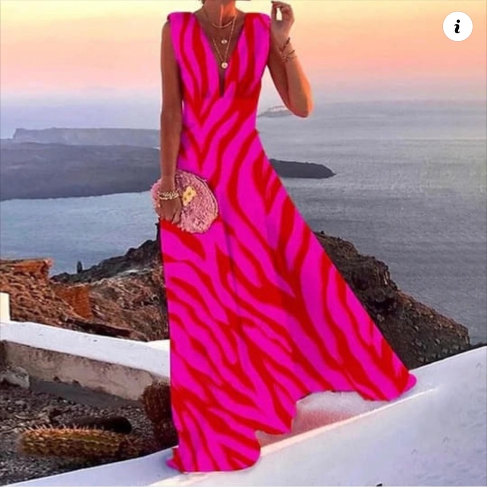 Magenta Zebra Print Maxi Dress XL NWT